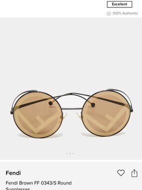Fendi Round Brown Gradient Logo Sunglasses